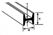 Plastruct PLS90545 HFS-6P H Section 4.8mm By 4.8mm By 600mm