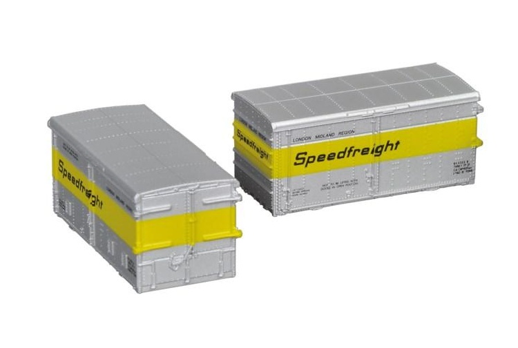 GRAHAM FARISH 379-390 N GAUGE ALLOY BD CONTAINERS 'SPEEDFREIGHT 1