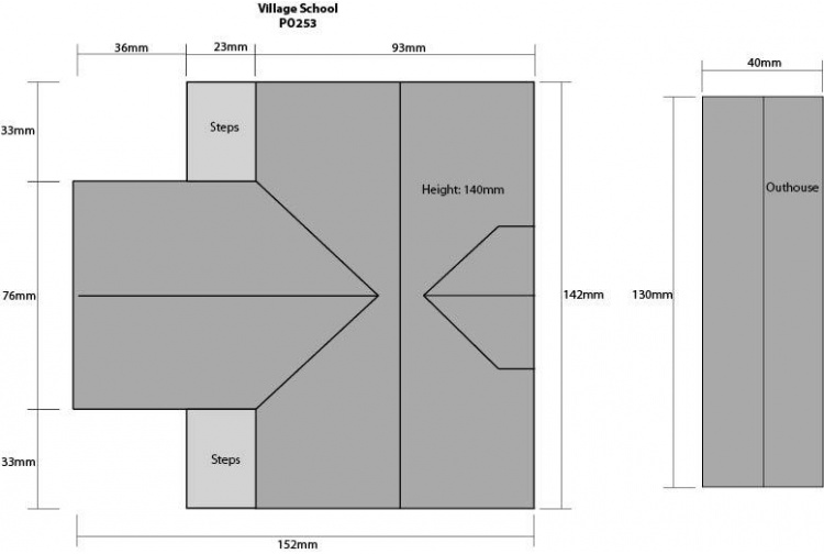 Metcalfe PO253 Village School Card Kit Plan