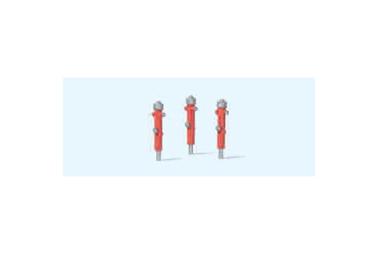 Preiser 17714 OO / HO Scale Red Fire Hydrants (Pack of 3)