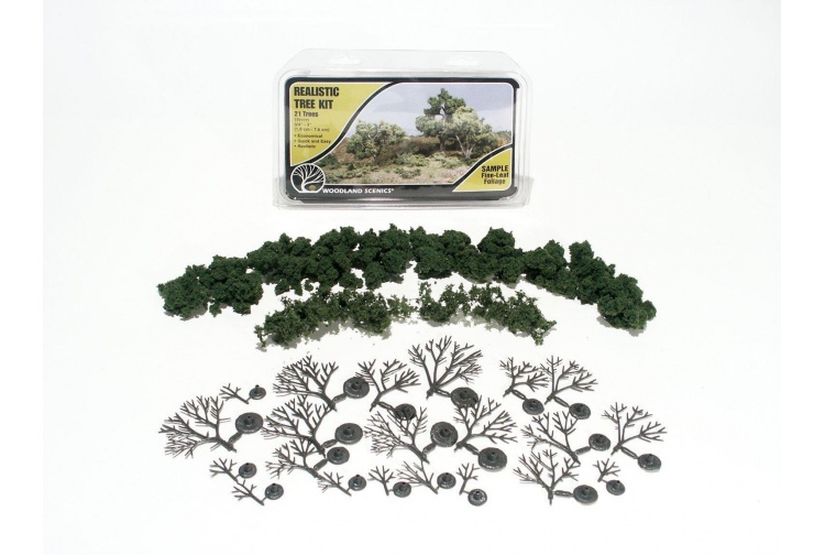 Woodland Scenics  WTR1111 0.75 - 3" Medium Green Deciduous - Realistic Tree Kit - Pack Of 21