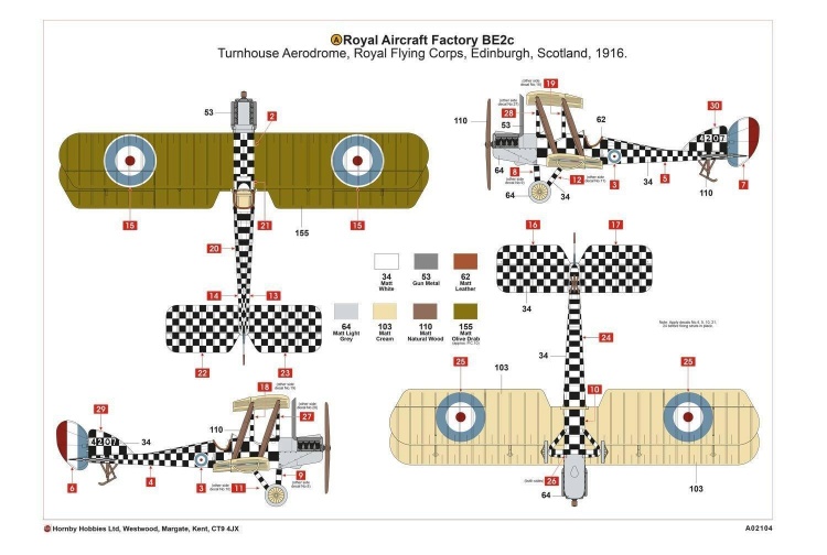 airfix a02104 royal aircraft factory be2c scout plan view