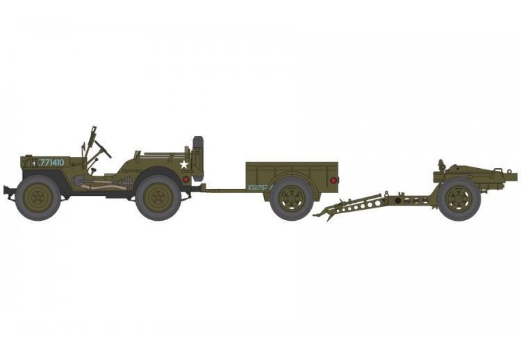 Airfix A02339 Willys British Airborne Jeep Model Kit Jeep And Trailer And Gun