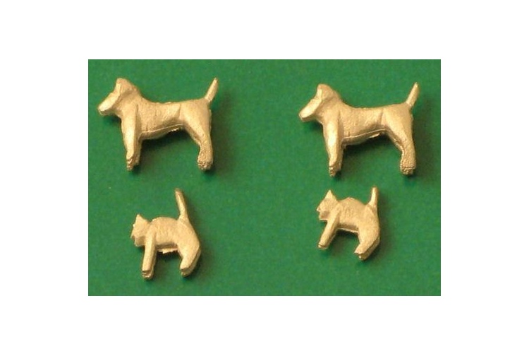 Springside A2 OO Scale Whitemetal Cats & Dogs (Pack of 4)