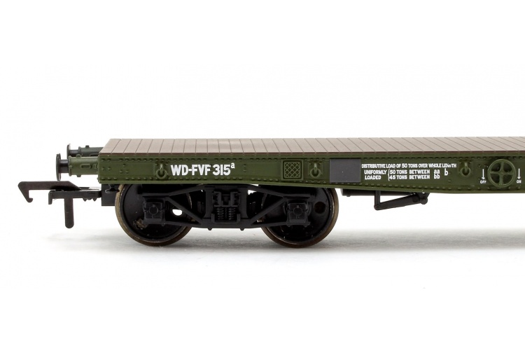 Bachmann 38-725 WD 50T Warflat Bogie Wagon And WD Khaki Green Cromwell MK4 Tank No Tank Closeup Wheels
