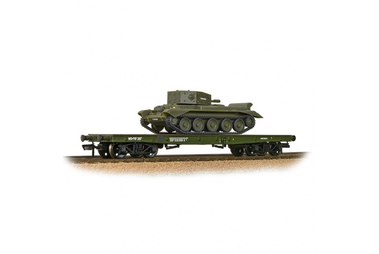 Bachmann 38-725 WD 50T Warflat Bogie Wagon And WD Khaki Green Cromwell MK4 Tank