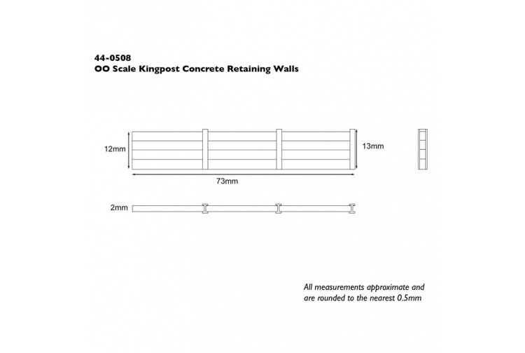 Bachmann Scenecraft 44-0508 Kingpost Concrete Retaining Walls Dimensions