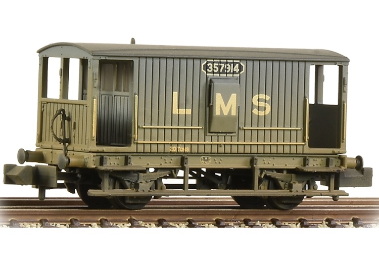 Graham Farish 377-750A MR 20T Brake Van With Duckets LMS Grey
