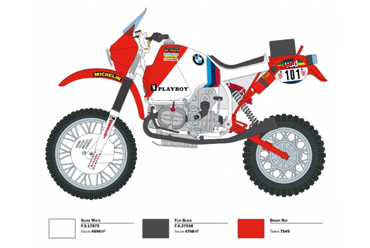 Italeri 4641 B.M.W. R80 G/S 1000 Paris Dakar 1985 Decal Layout And Paint Guide