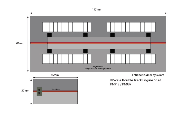 Metcalfe PN913 Double Track Engine Shed Red Brick Card Kit Plans