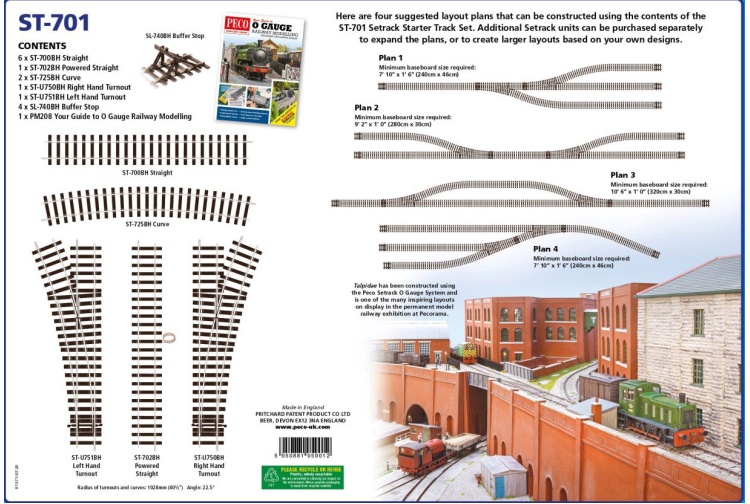 Peco ST-701 Peco Setrack Starter Set Code 124 Bullhead Rail Contents