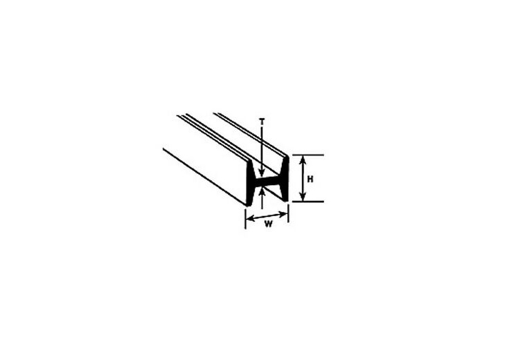 Plastruct PLS90545 HFS-6P H Section 4.8mm By 4.8mm By 600mm