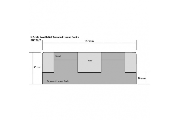 Metcalfe PN176 Low Relief Red Brick Terrraced House Backs plan