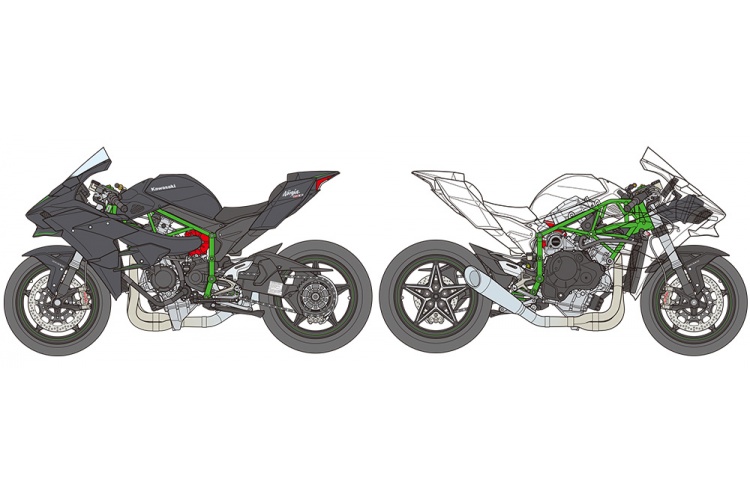 Tamiya 14131 Kawasaki Ninja H2R Decal Layout