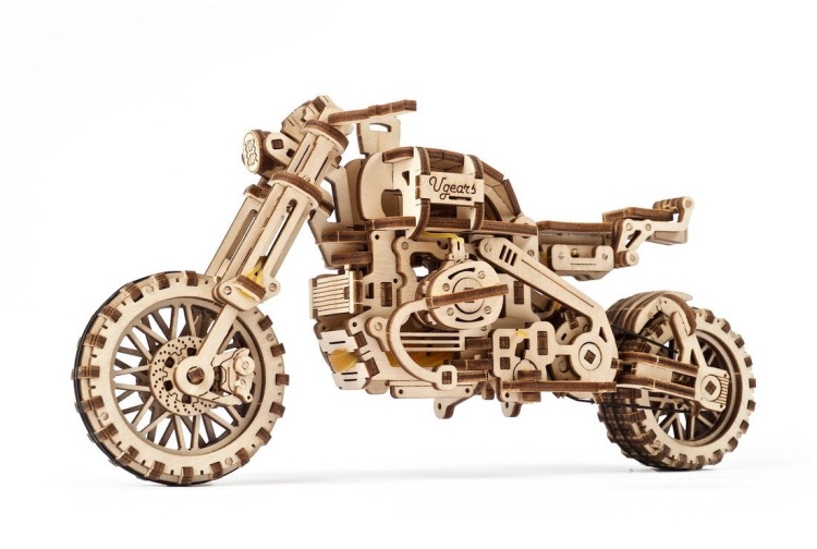 Ugears UG70137 Model Scrambler UGR-10 Motorbike With Sidecar Bike Front Left