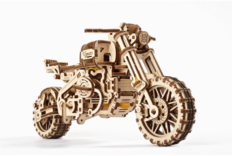 Ugears UG70137 Model Scrambler UGR-10 Motorbike With Sidecar Bike Front Right