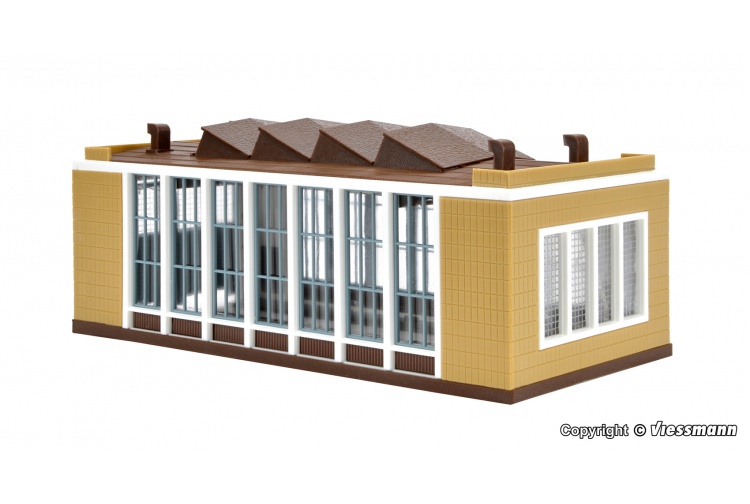Vollmer 47605 Electric Locomotive Shed With Automatic Door Lock Mechanism Double Track Rear