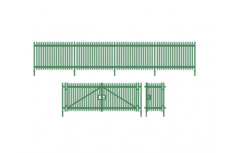 Wills Kits SSM316 OO Gauge Modern Security Palisade Fencing with Gates