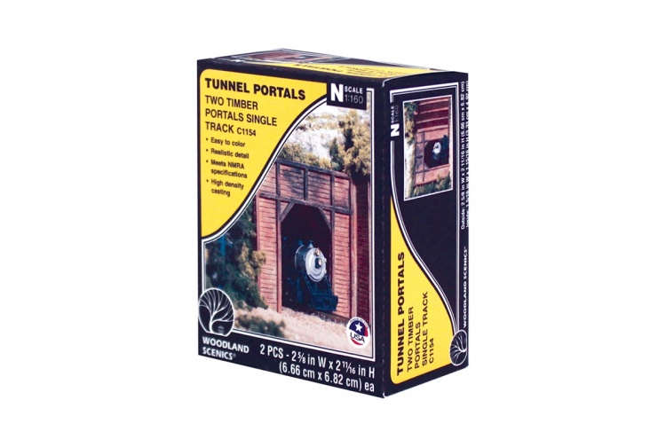 Woodland Scenics C1154 Single Track N Scale Tunnel Portals - Timber box